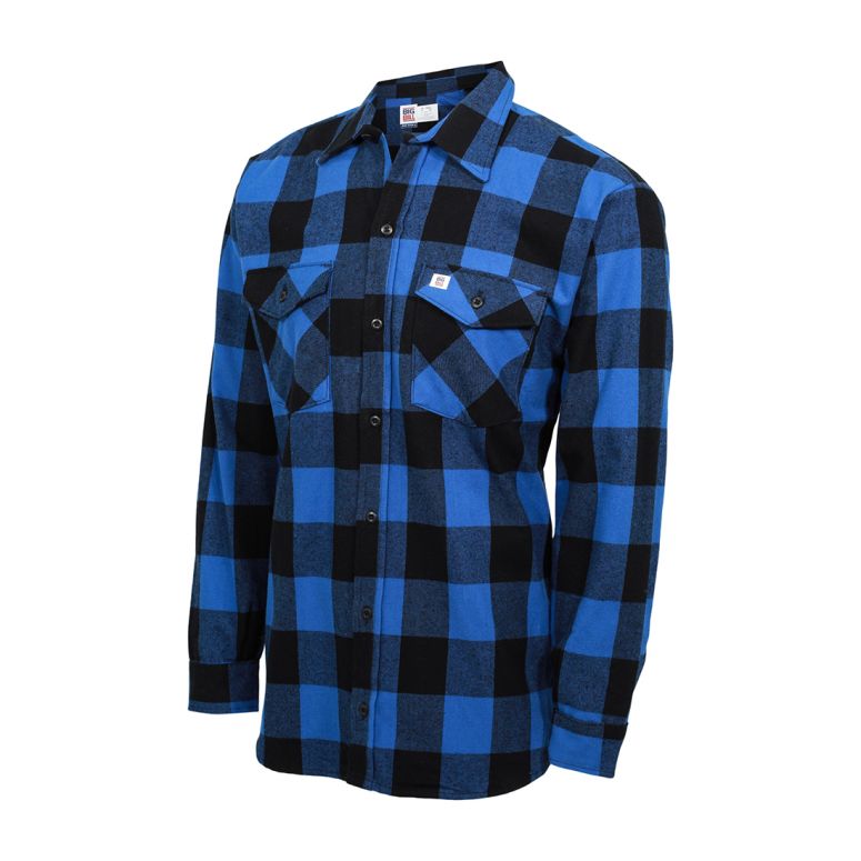 Big Bill Men’s Premium Flannel Work Shirt - Blue and Black Plaid