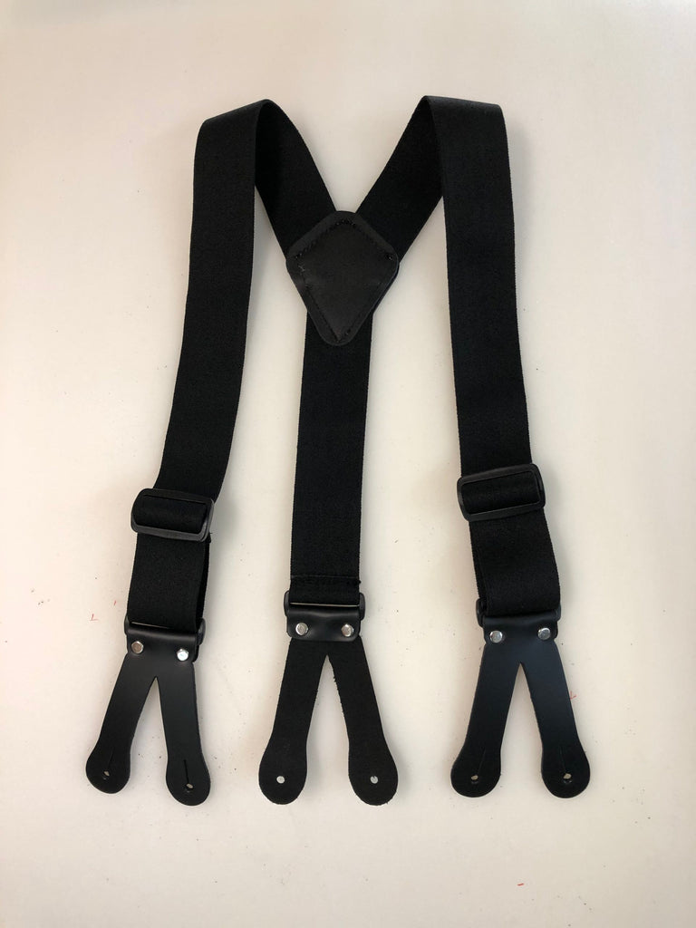 Leather Bucklestrap Button-On Suspenders - 1 Inch Wide 