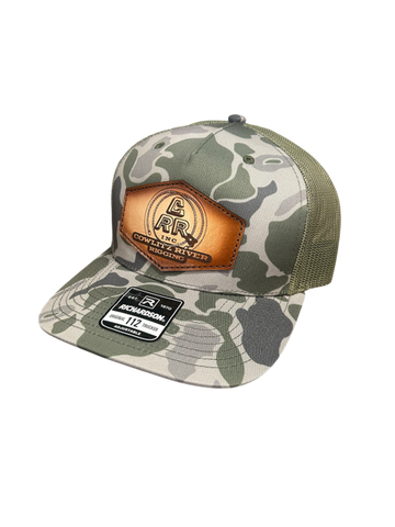 Loden & Camo CRR logo Leather Patch Hat